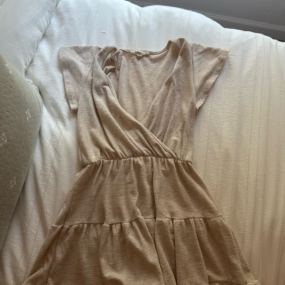 Rolla Coster Cream and Tan Wrap Dress